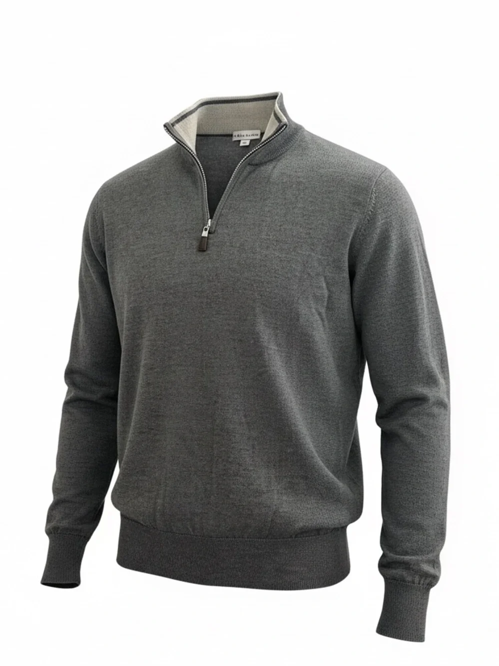 Peter Millar Merino Wool/Silk Men's Charcoal 1/4 Zip-Neck Sweater